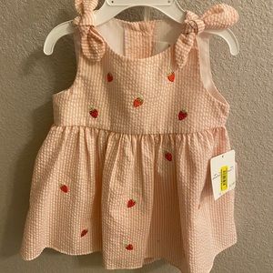 Baby Girl Strawberry Stripe Seersucker A-Line Dress